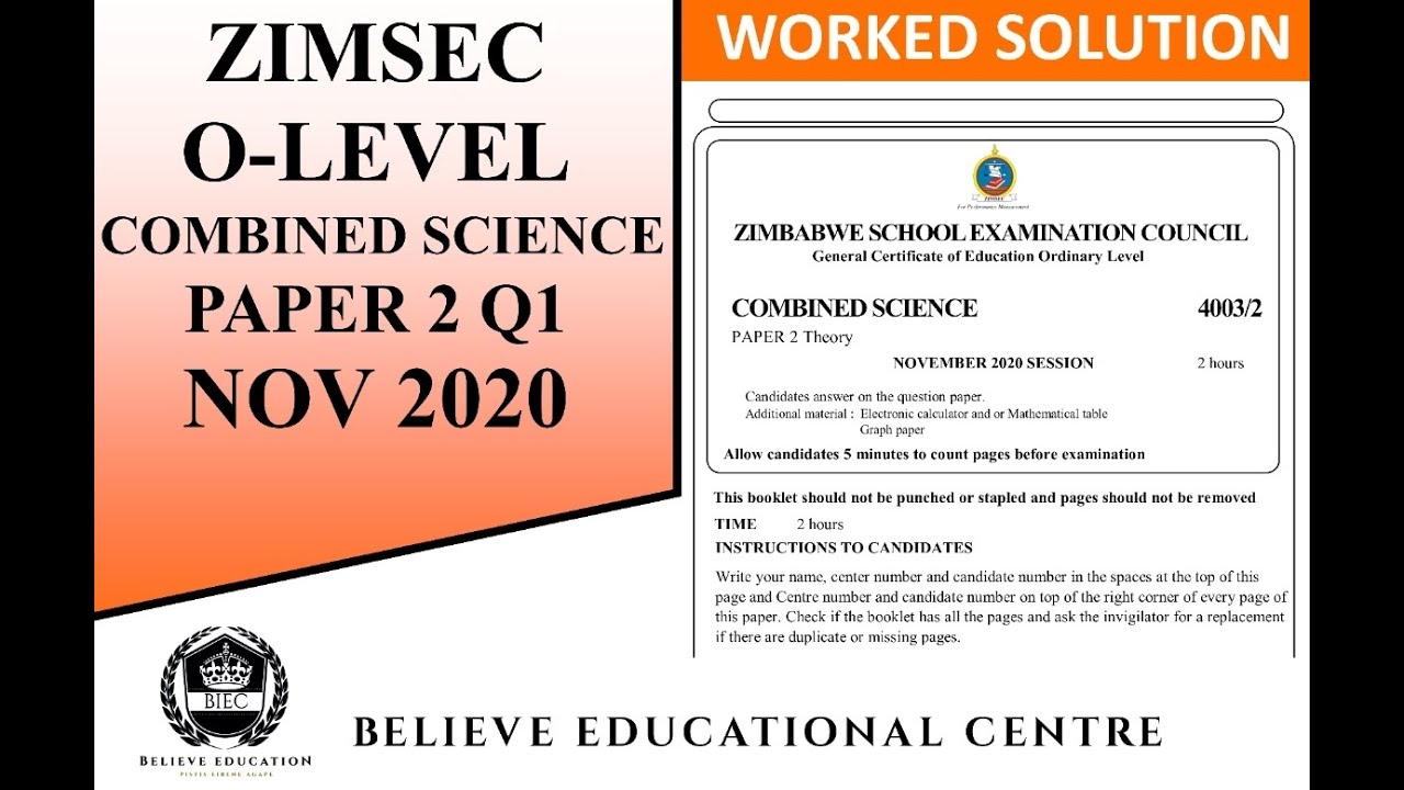 Zimsec O Level Combined Science Past Paper 2 N2020 Q1