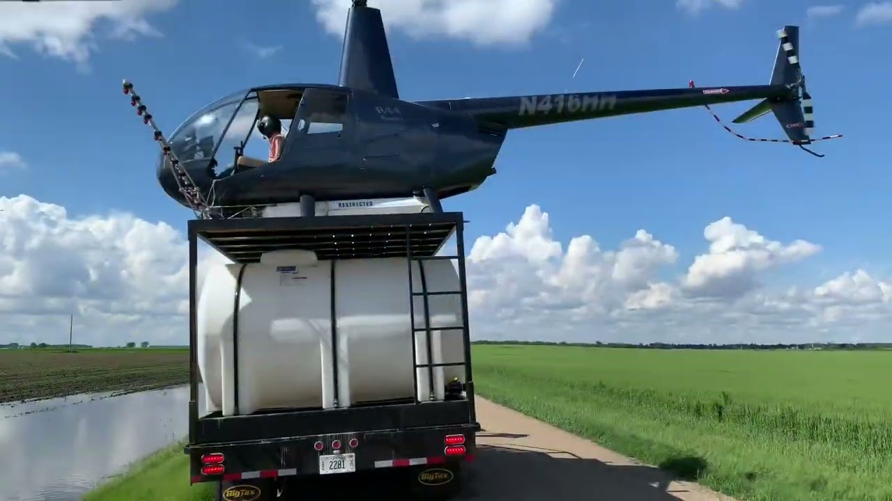 Spraying with a helicopter #robinsonr44 #aviation #cropdusting #pilot #flying