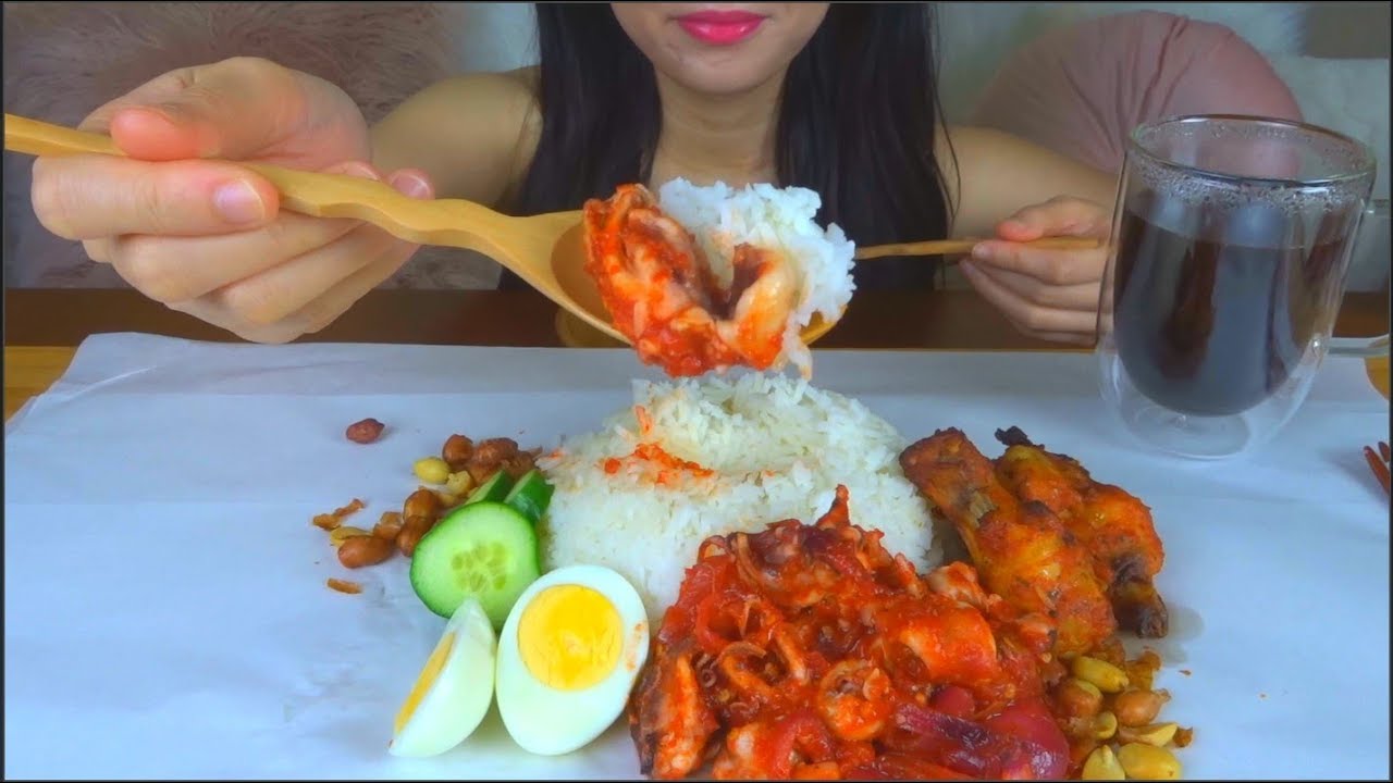 ASMR NASI LEMAK/FAT RICE | MALAYSIAN FOOD | EATING SOUNDS | NO TALKING