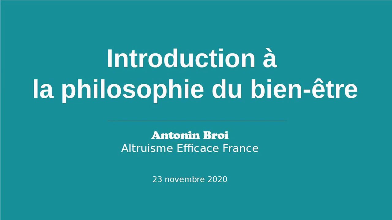 Introduction à la philosophie du bien-être