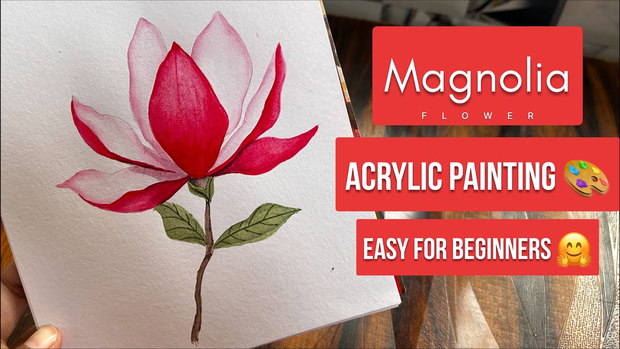 How to paint a flower? | Magnolia flower watercolor drawing 🎨 step by step tutorial #flowerpainting 