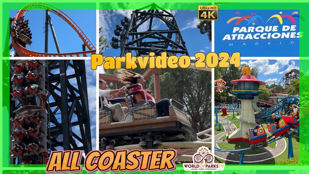 Parque de Atracciones de Madrid 2024 - All Rides (Parkvideo) Freizeitpark Madrid - Abismo – Tornado