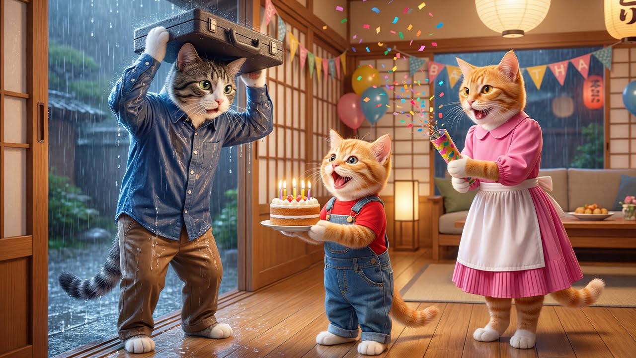 🐱🎉 From Love to Surprise: Mama Cat & Kitten Plan a Heartwarming Birthday for Papa Cat 🎂💖