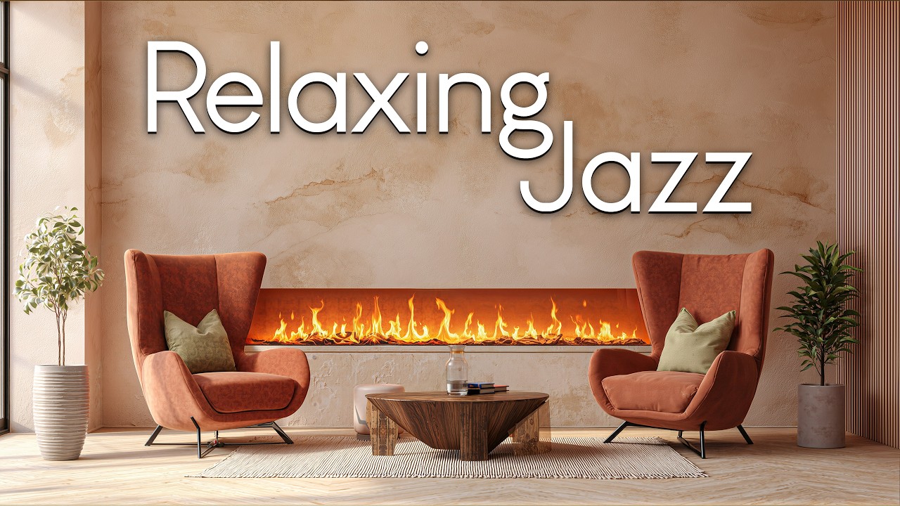 Warm Fireplace Afternoon in a Quiet Modern Lounge | Relaxing Smooth Jazz