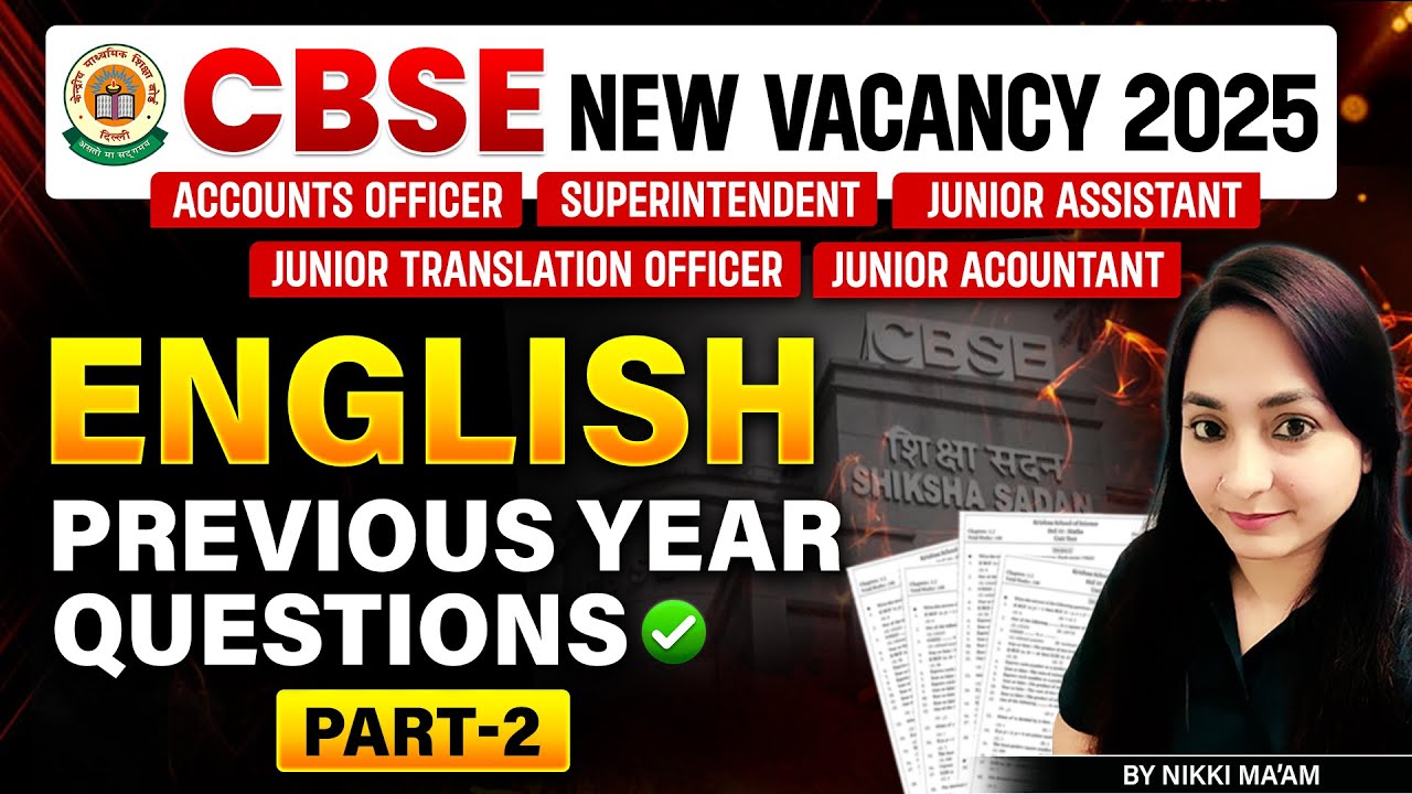 CBSE English Previous Year Questions | CBSE New Vacancy 2025 | Part-2 | By Nikki Ma’am