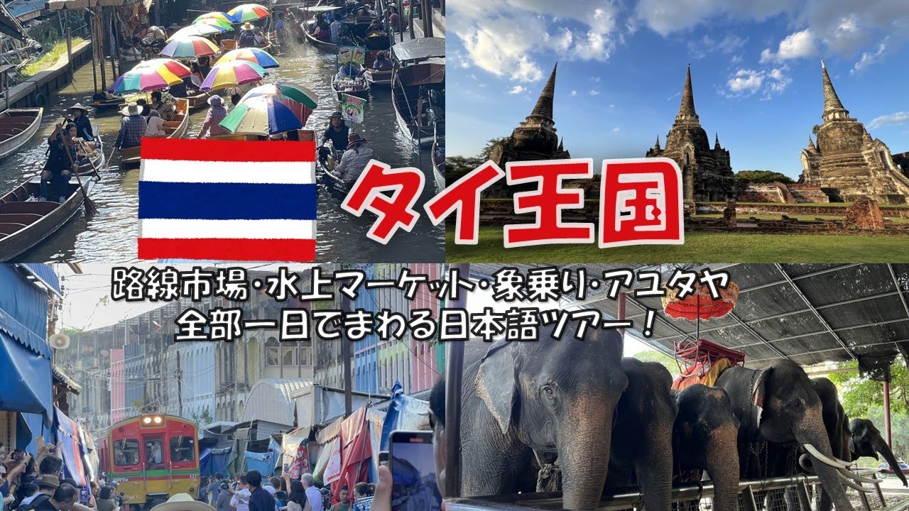 タイ🇹🇭バンコク 路線市場・水上マーケット・象乗り・アユタヤの欲張り日本語1日ツアーに参加！
