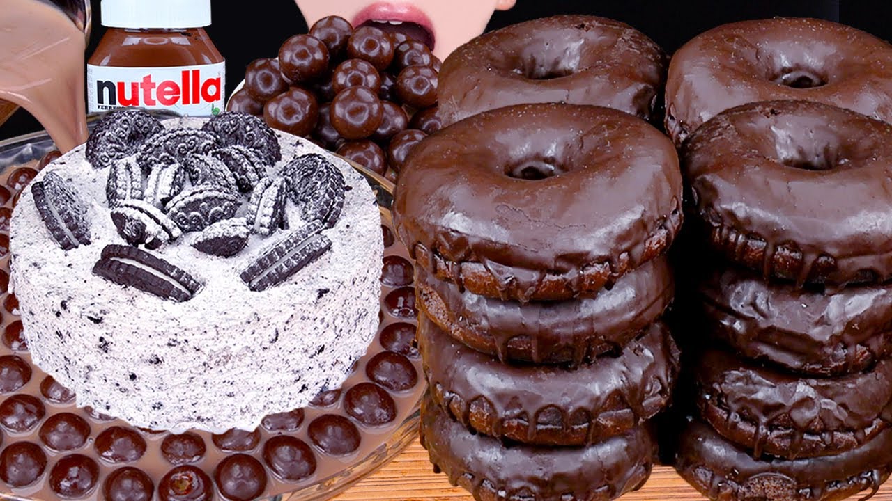 ASMR MALTESERS KITKAT DOUGHNUTS MAGNUM CHOCOLATE ICE CREAM NUTELLA DESSERT MUKBANG 먹방 EATING SOUNDS