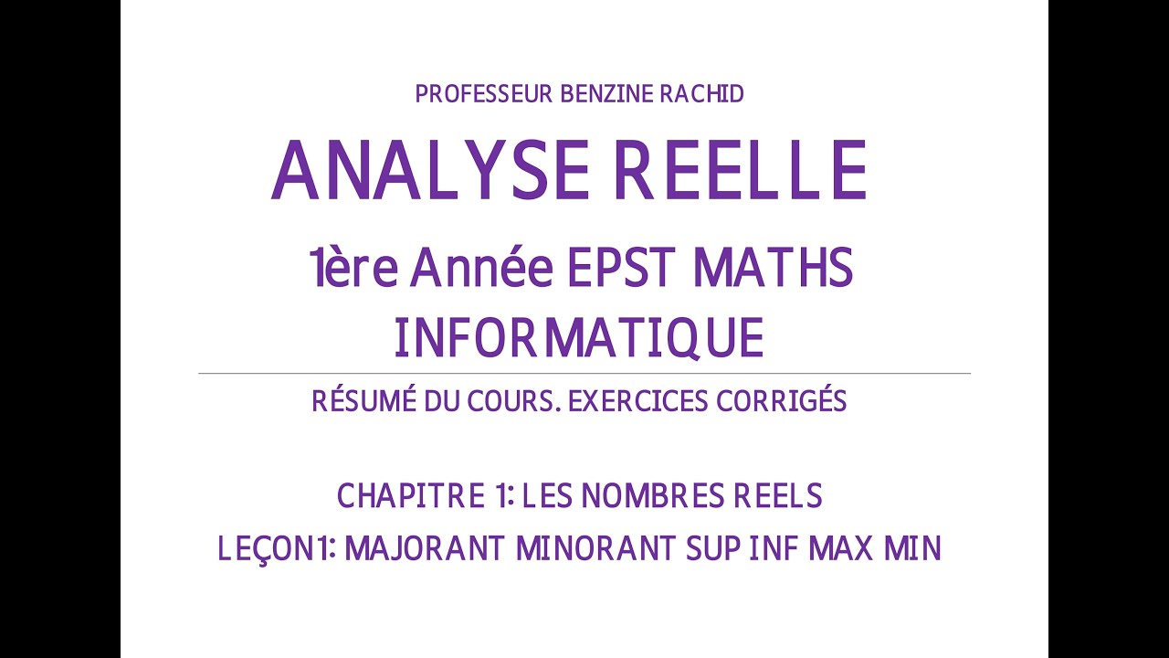 EXERCICES ANALYSE 1ERE ANNEE CHAP1 LECON1