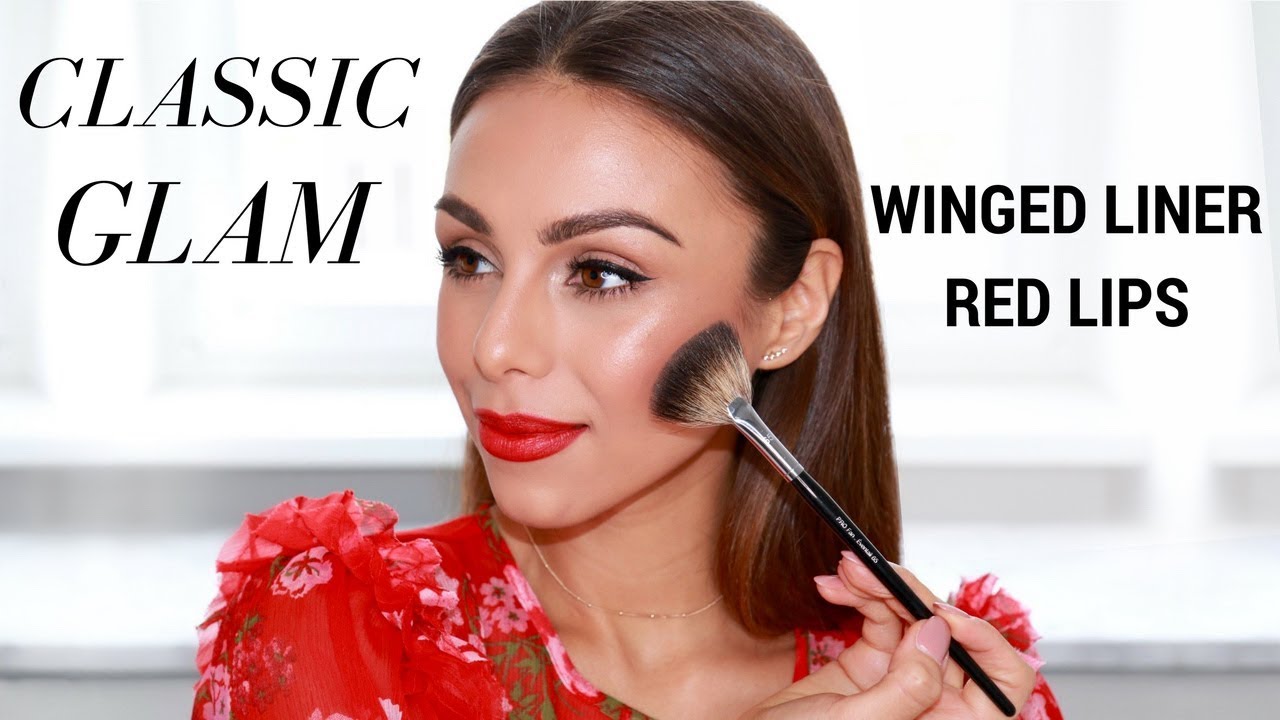 CLASSIC GLAM MAKEUP! WINGED LINER & RED LIPS | Annie Jaffrey