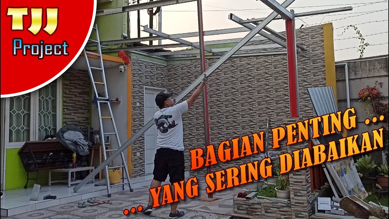 Memperkuat rangka tengah kanopi teras baja ringan