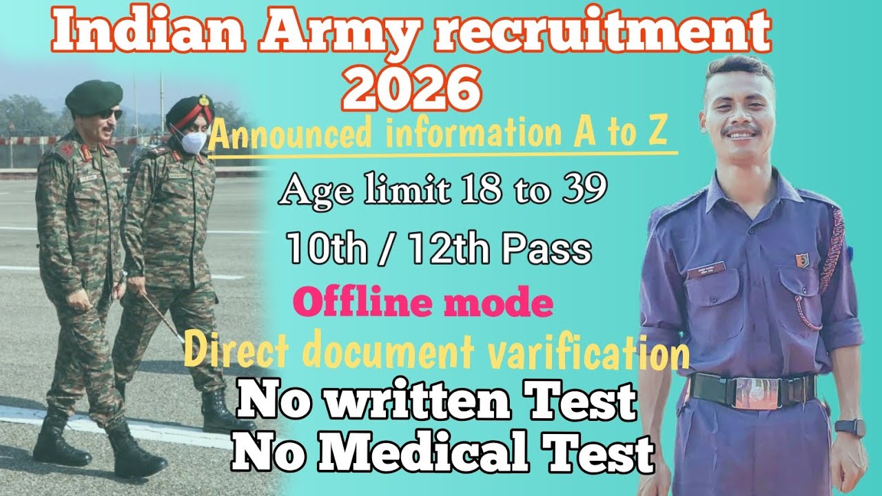 Indian Army recruitment 2026// offline mode// announced information.