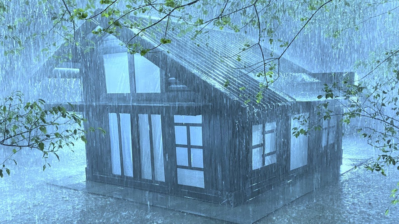Relief From Insomnia with Loud Thunder & Torrential Rain Sounds on Old Tin Roof in Deep Rainforest