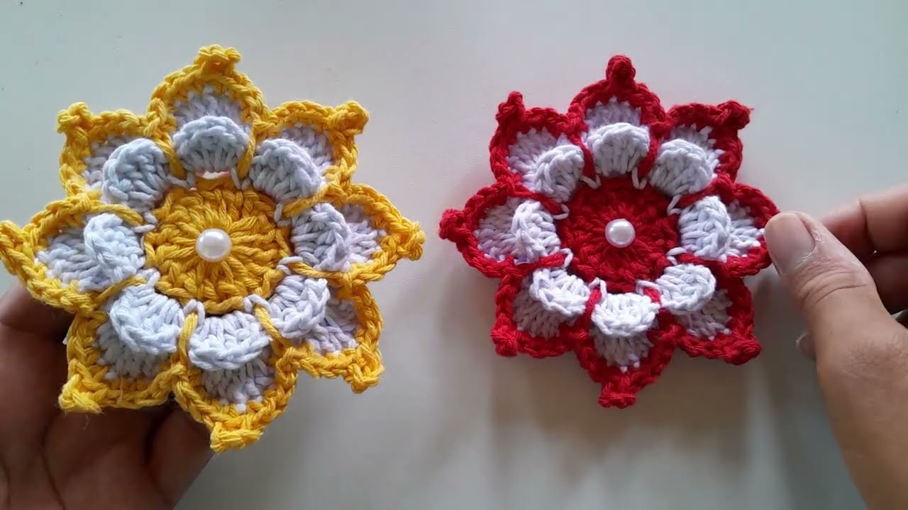 FLOR DE CROCHÊ COM BARBANTES PARA APLICAÇÃO FÁCIL E RÁPIDA PASSO A PASSO