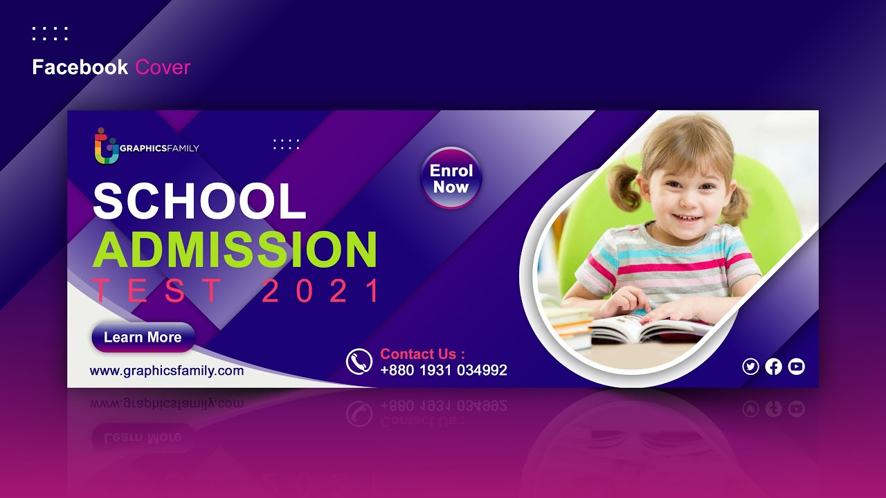 School and Education Facebook Cover Template ✍ Adobe Photoshop Tutorial