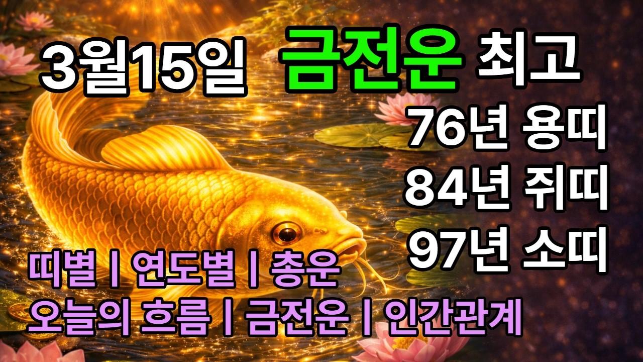 3월15일 출생년도 띠별 운세ㅣ총운ㅣ오늘의 흐름ㅣ금전운ㅣ인간관계