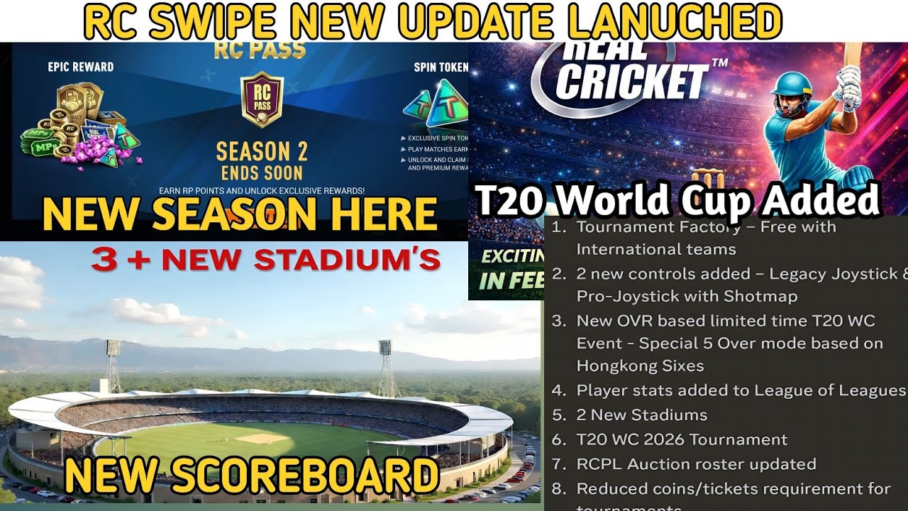 RC Cricket SWIPE NEW UPDATE | RC SWIPE NEW UPDATE 🔥T20 WORLD CUP NEW OVR SCOREBOARD FULL DETAILS