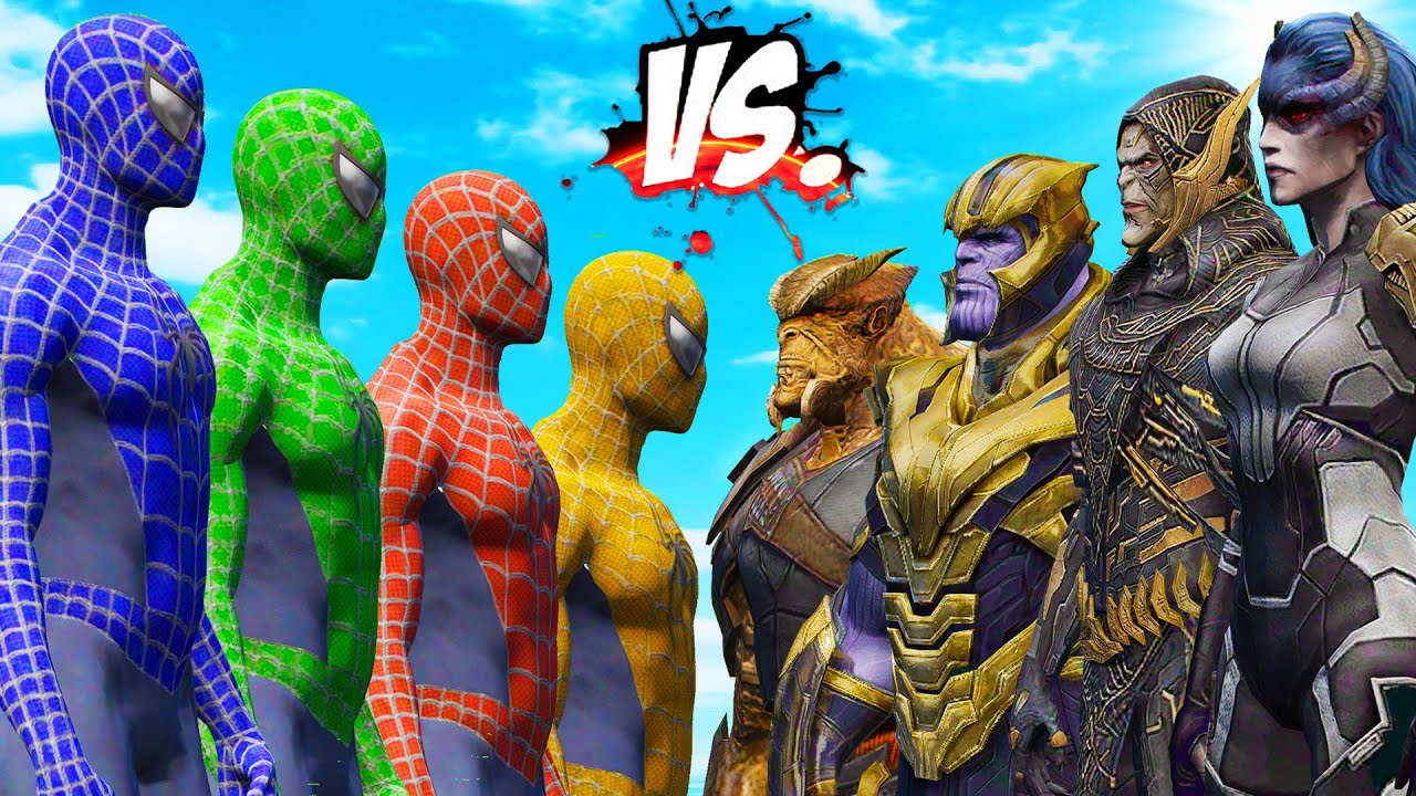TEAM SPIDER MAN vs TEAM THANOS (BLACK ORDER) - EPIC SUPERHEROES WAR