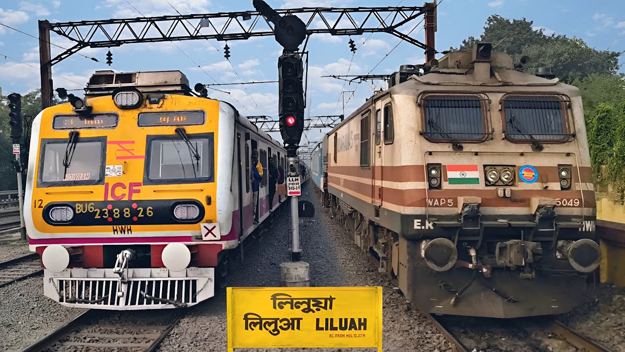 Local vs Express A Moment at Liluah Station! 🚂 | Howrah Division | Indian Railways #traingadi #wap7
