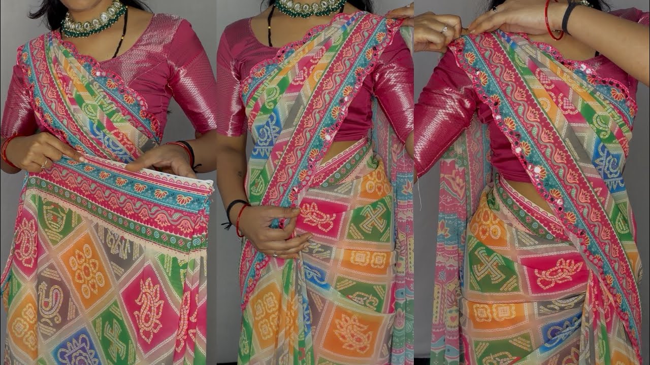 Attractive look in silk saree perfect side pleats without any safety pin/way to party &simple tricks