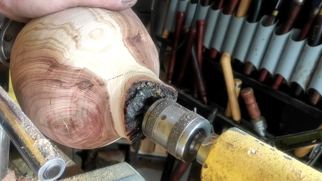 wood turning almond wood hollow form