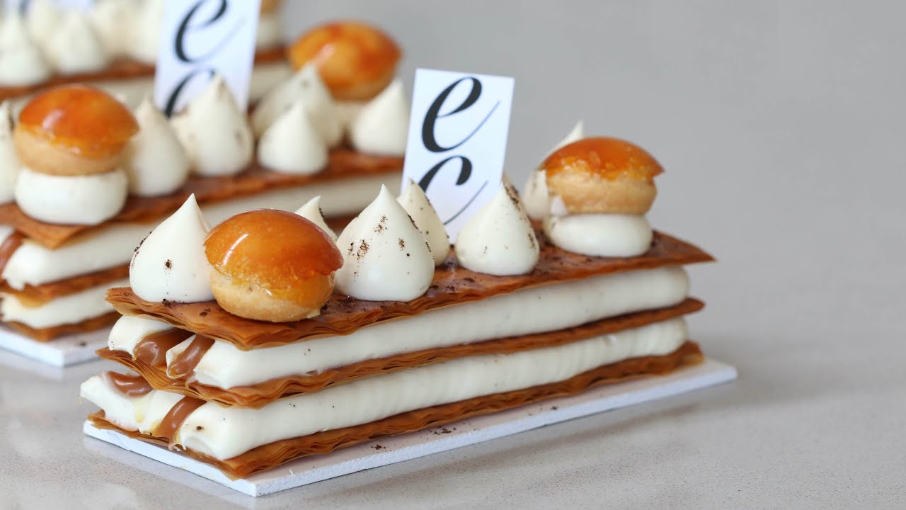 Milhojas (masa filo) de vainilla y Caramelo /Vanilla and Caramel millefeuille (filo dough)