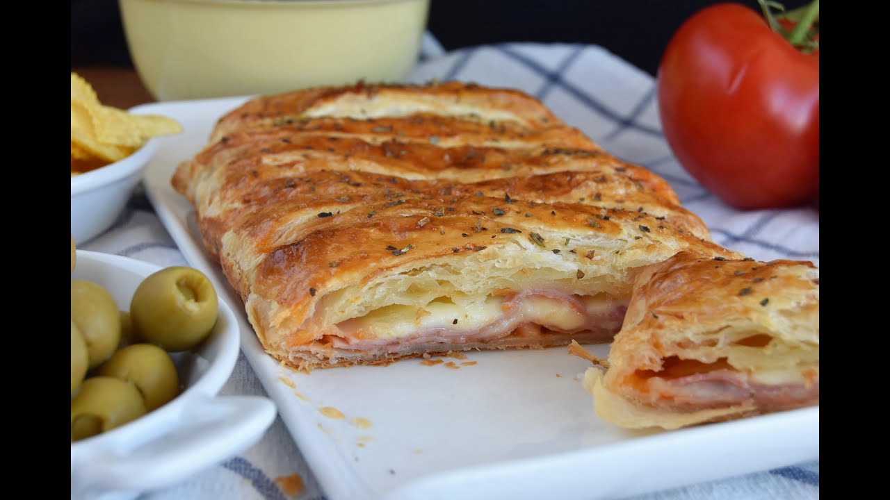 Trenza de jamón y queso muy fácil