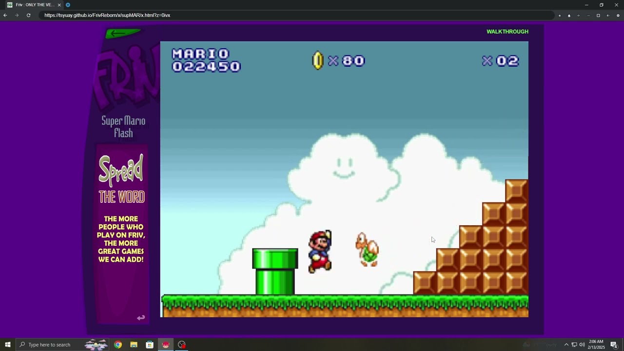 Super Mario Flash Gameplay on Friv Classic (Level 1-2)