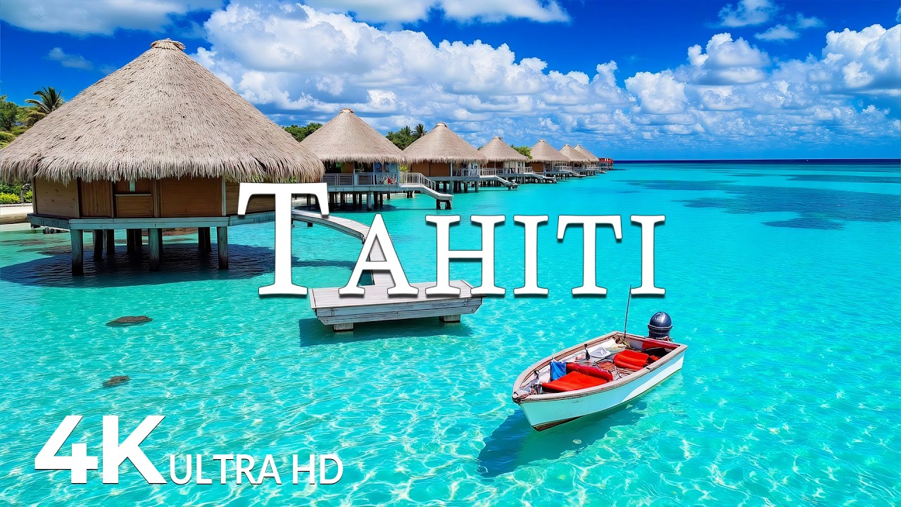 FLYING OVER TAHITI (4K UHD) &ndash; Soothing Music Along With Beautiful Nature Video - 4K Video ULTRA HD