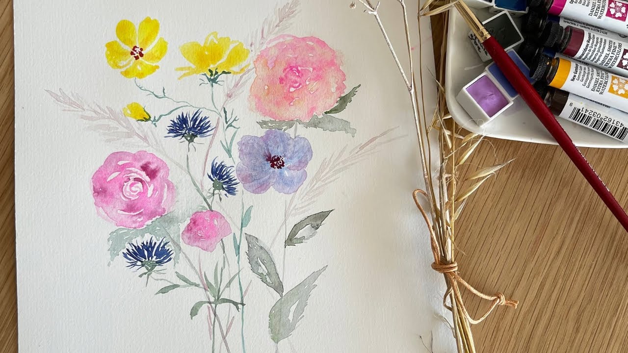 Haul aquarelles Daniel Smith et réalisation fleurs à l’aquarelle
