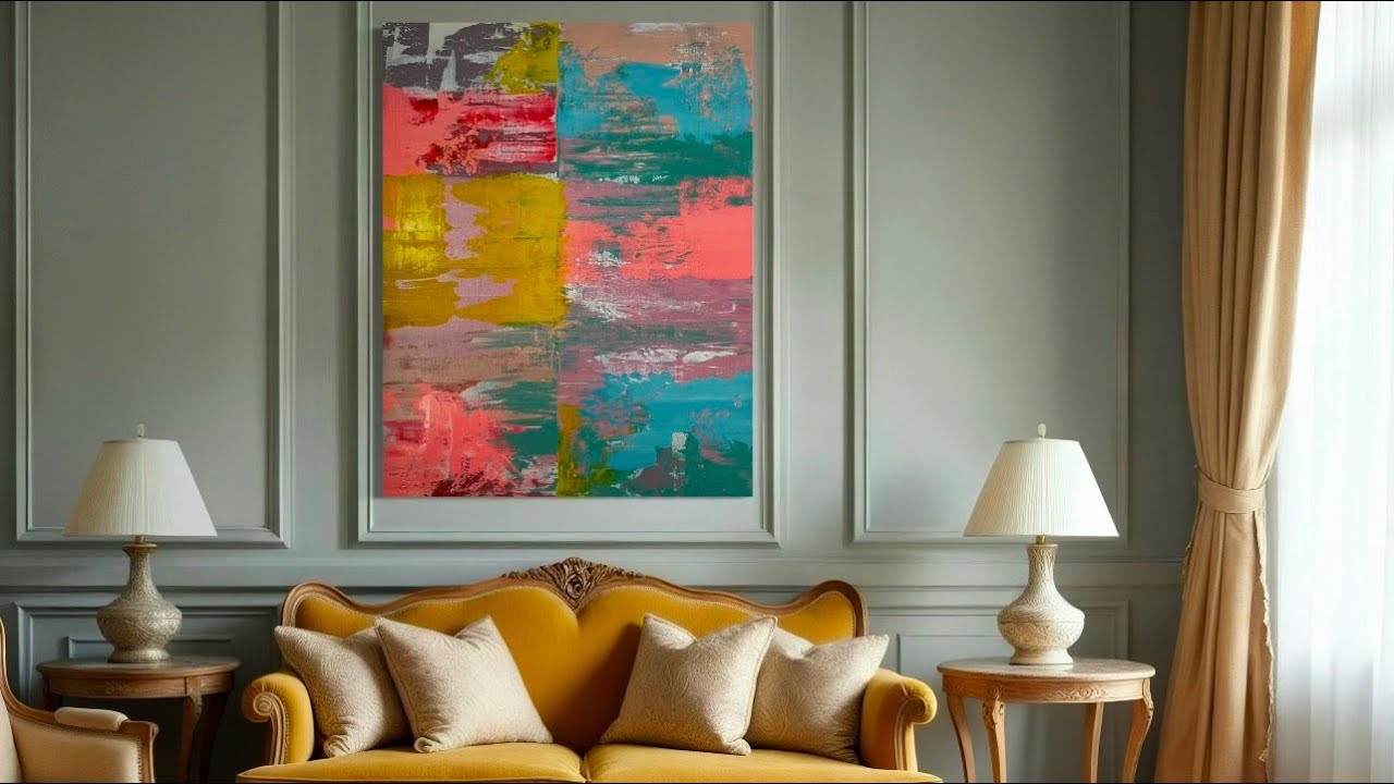 Amazing Abstract Painting Technique on a Very Large Canvas. #largecanvasart #acrylicabstractart