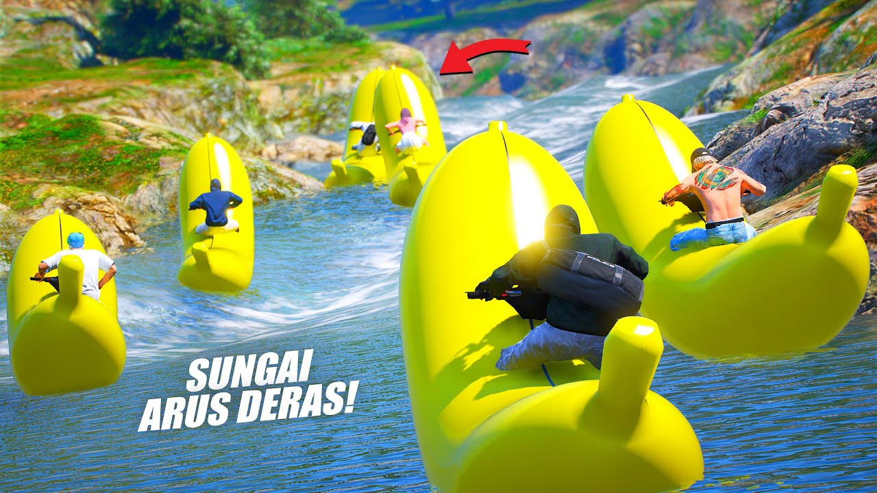 TRIP ADVENTURE BANANA BOAT DI SUNGAI ARUS DERAS !!! GTA 5 ROLEPLAY
