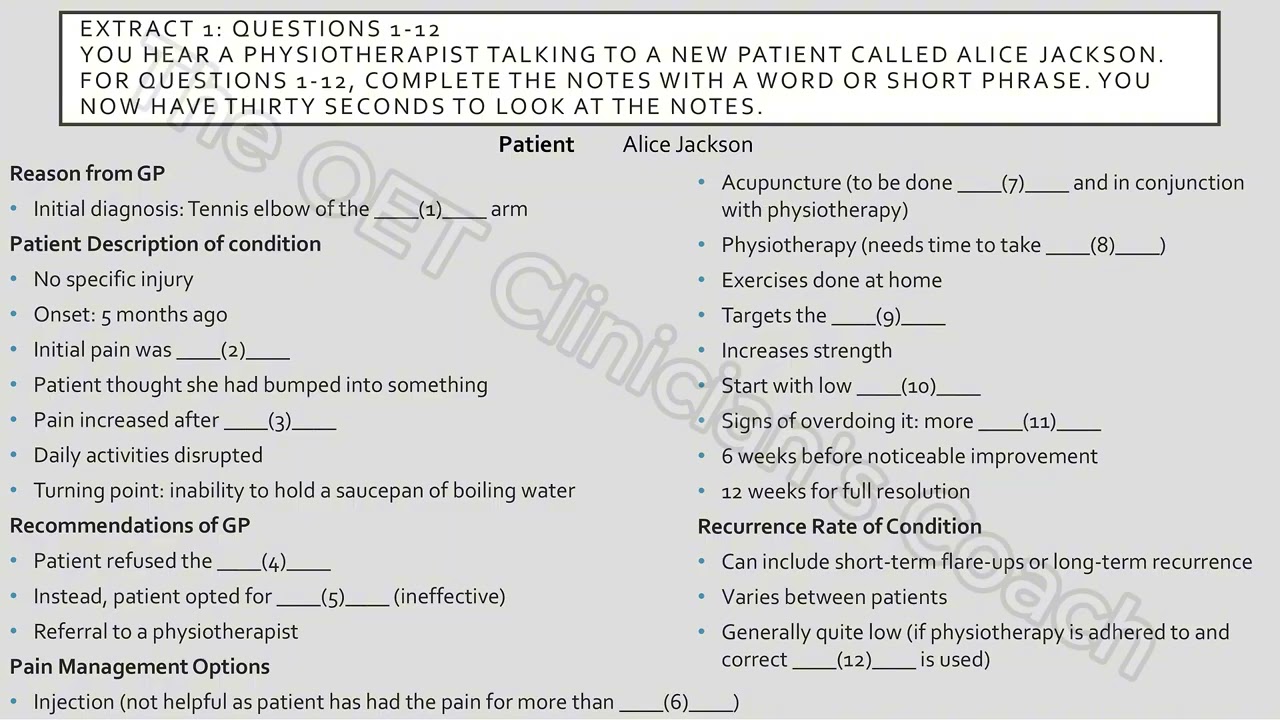 OET listening test 7 Part A #oet #oettraining #oetlistening #oetshadowing #medicalenglish