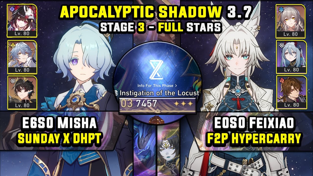 E6 Misha Carry & E0 Feixiao F2P Carry W/ RMC (3 Stars) Apocalyptic Shadow 3 Honkai Star Rail 3.7
