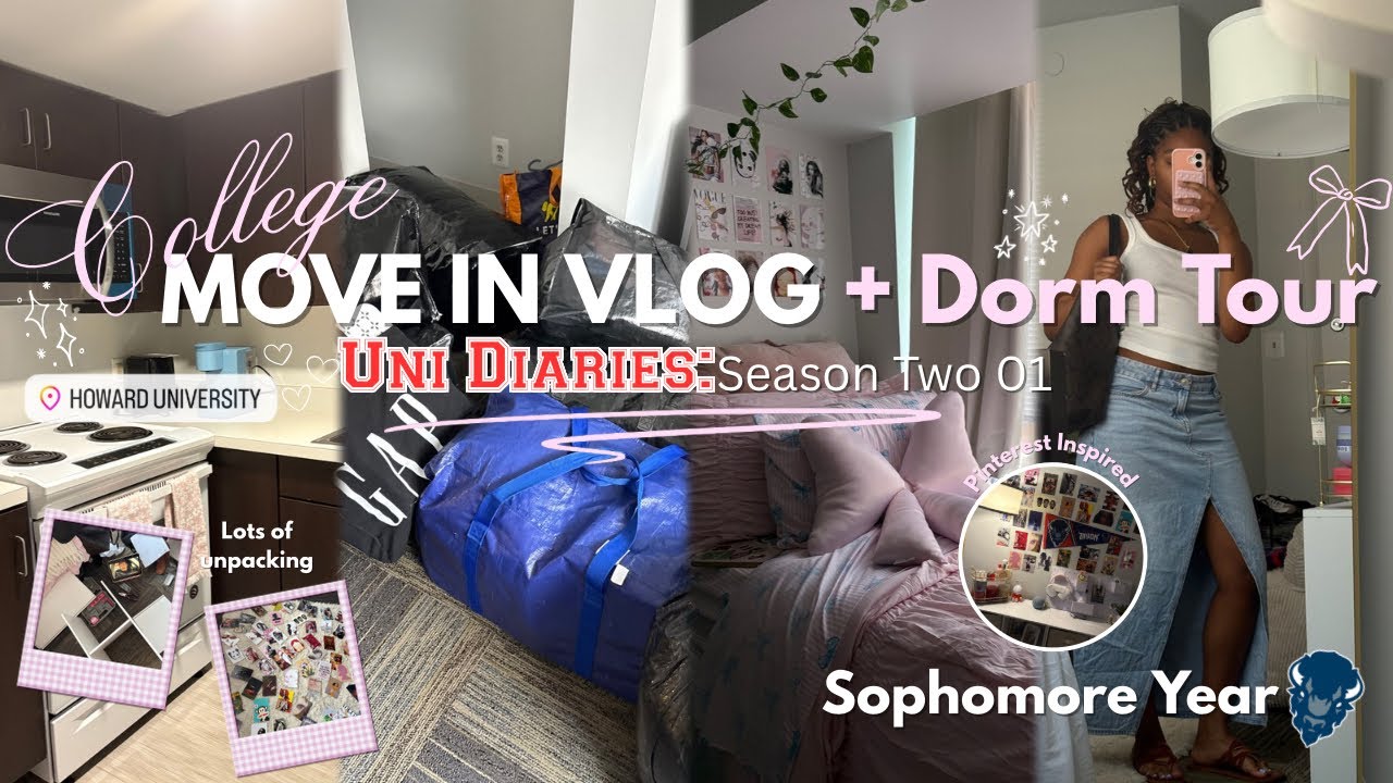 UNI DIARIES: COLLEGE MOVE IN VLOG!| UNPACKING, DECORATING + DORM TOUR ₊˚⊹♡