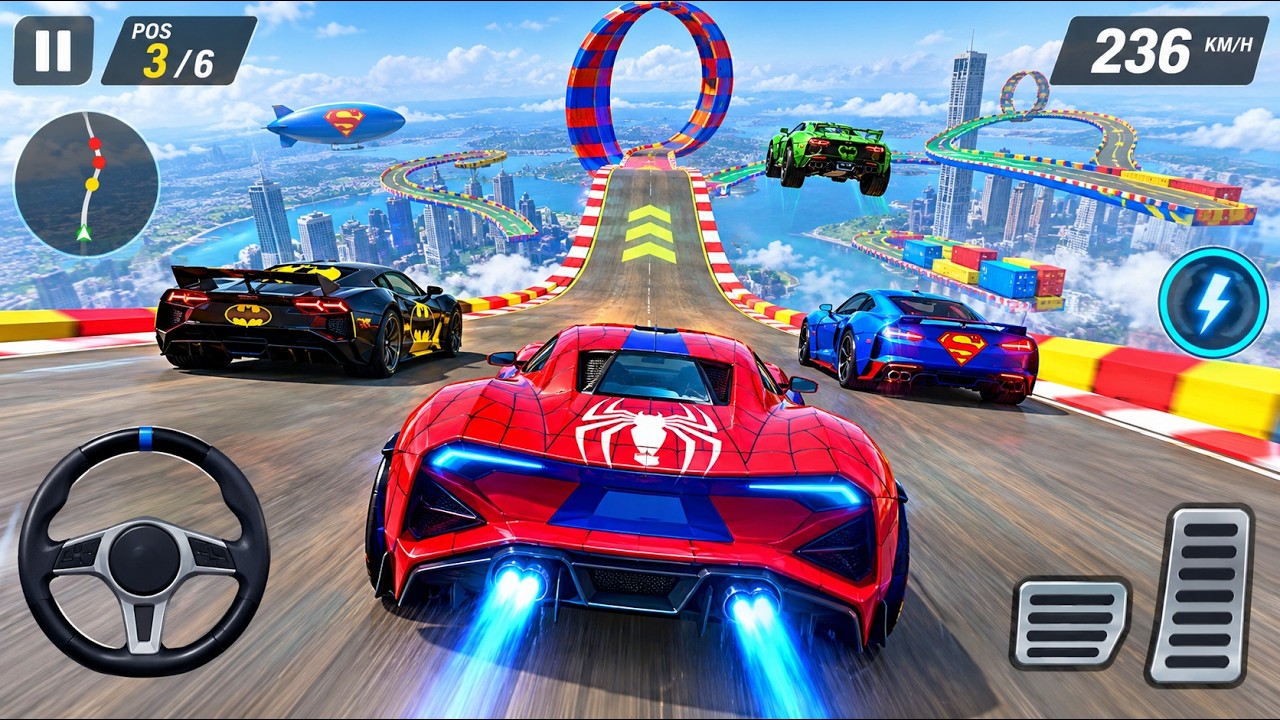 Superhero Car Stunt Mega Ramp 3D &ndash; Impossible Tracks Racing Gameplay