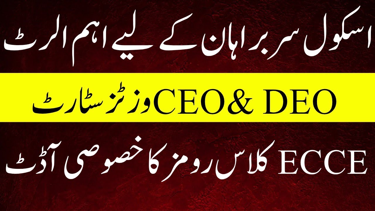 ECCE Classroom Visits Announced in Punjab Schools | CEOs, DEOs & Dy. DEOs to Inspect ECCE Rooms Soon