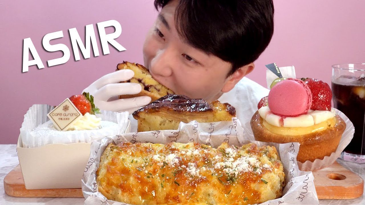 오로라베이커리 4가지종류 빵 디저트 먹방 리얼사운드 Dessert Mukbang