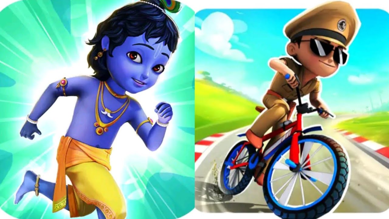 Little Krishna VS Little Singham Cycle Race Android I Phone Gameplay