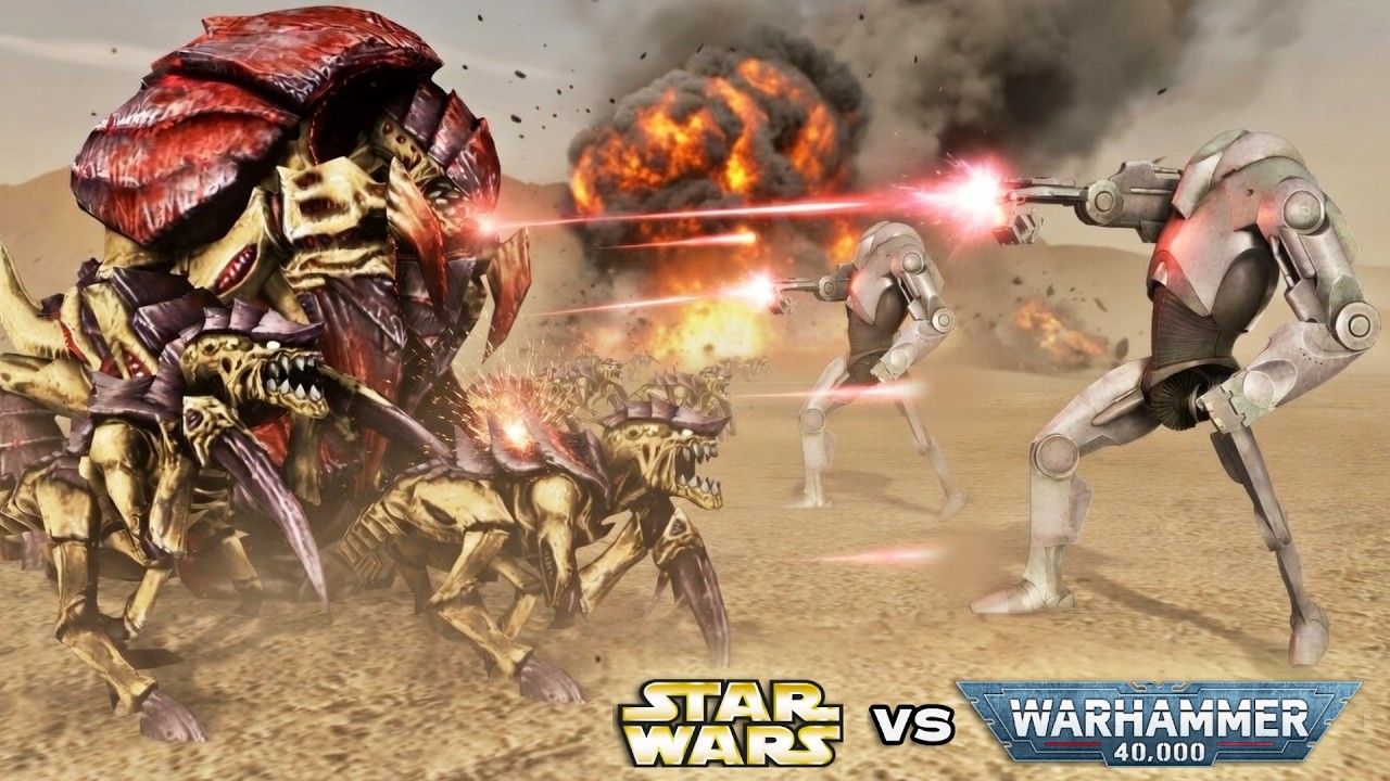 STAR WARS vs WARHAMMER 40K: Battle Droids vs Tyranids | Cinematic Battle (4K)