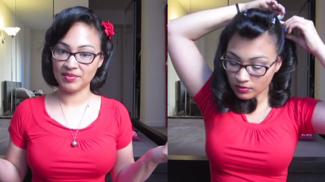1940s inspired Pin Up Hair Tutorial Using a Clipless Iron
