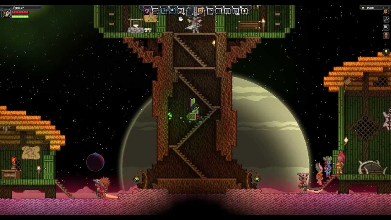Let's play Starbound - Episode 08 - gravity neutralizer tech & floran moon village - part 02