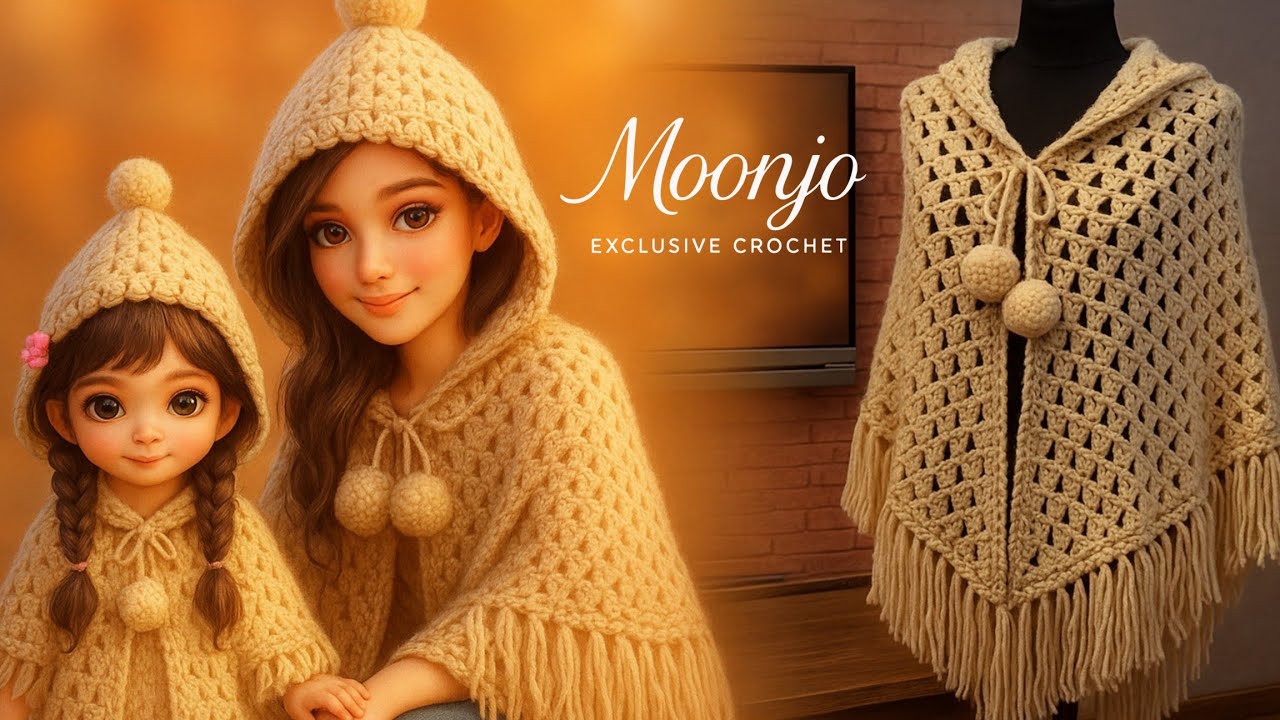 كروشيه كاب الرداء الأحمر | Mommy and Me Matching Cape للكبار والصغار – تصميم حصري من Moonjo