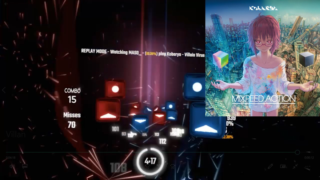 [ビートセイバー] 最高難易度クリア！ Villain Virus - Kobaryo ( feat. Camellia )【BeatSaberランク譜面】2020/01/03 CLEARD