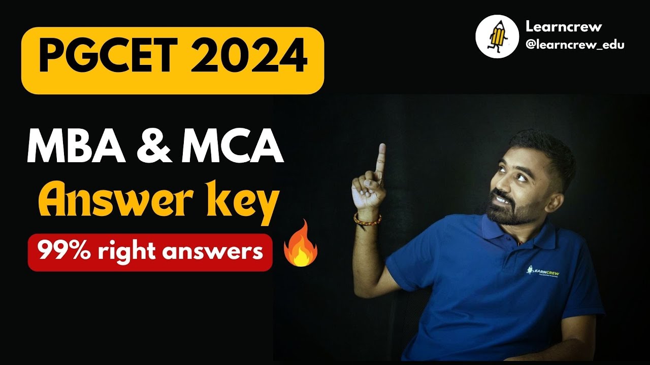 Karnataka PGCET MBA | MCA - 2024 -Answer Key | Learncrew | Lakshmanan #pgcet2024