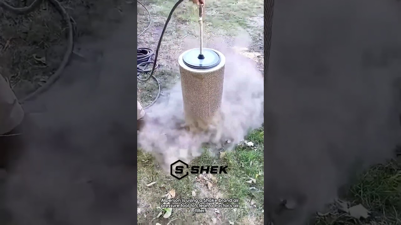 Cleaning a Tractor's Air Filter with Air Pressure