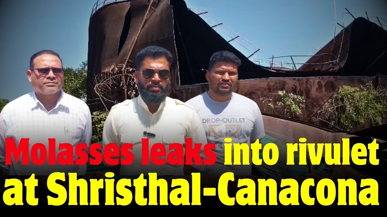 Molasses leaks into rivulet at Shristhal-Canacona