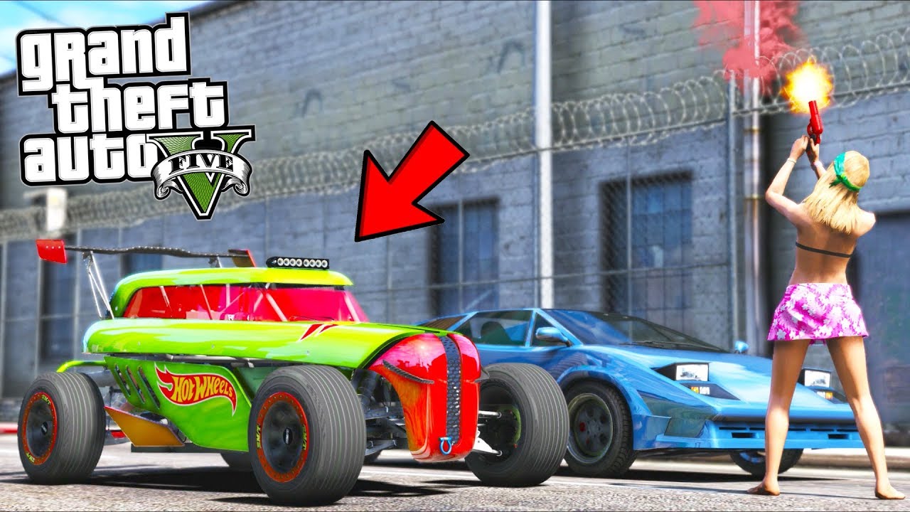 I brought my Hot Wheels car to a Drag Meet!! (GTA 5 Mods - Evade Gameplay)