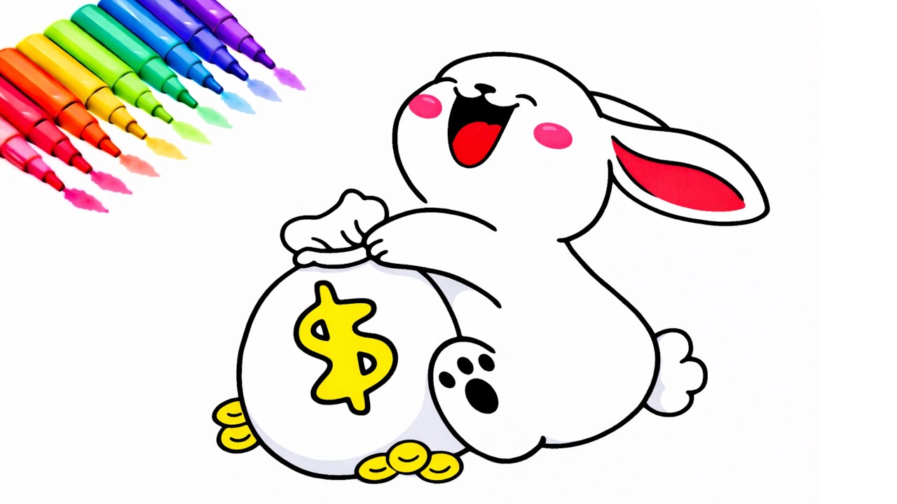 Drawing a Lucky Bunny with Markers  🐰 |Step by Step | Relaxing Art