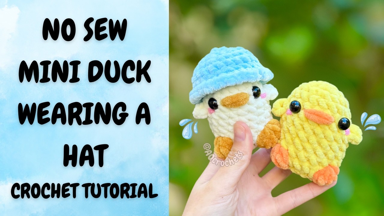 No Sew Mini Duck Wearing a Hat Crochet Tutorial 🐣🧶| Beginner Friendly Amigurumi Tutorial