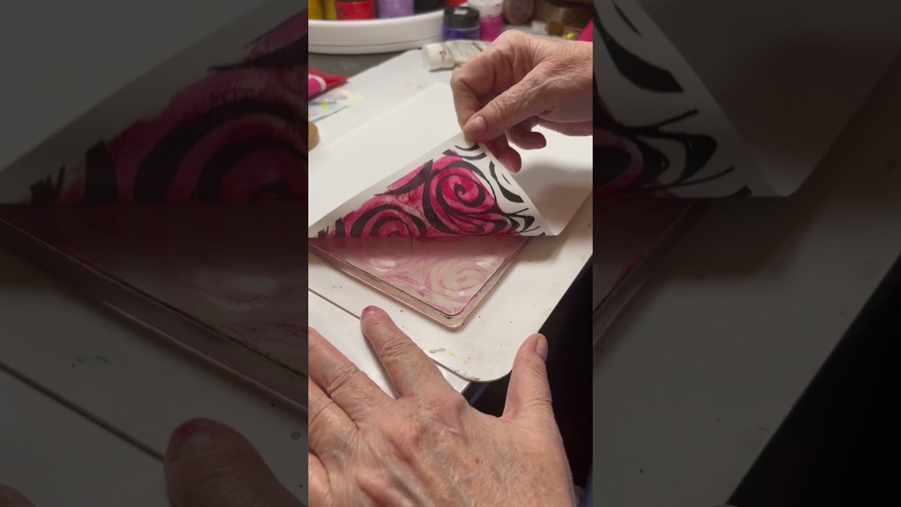 Gelli Plate Transfer with Laser Prints, The Pull 😉
